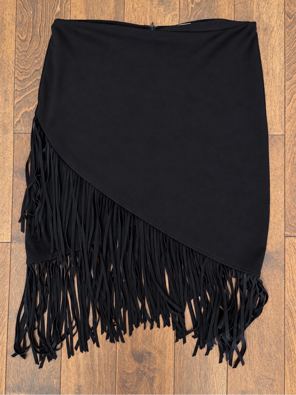 Bisou Bisou Black Asymmetrical Fringe Skirt